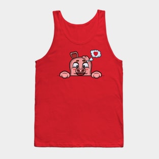Pig Cartoon With Loving Face Expression Tank Top